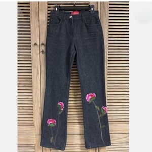 Valentino Garavani Floral-appliqué Straight-leg Jeans Flower Detail